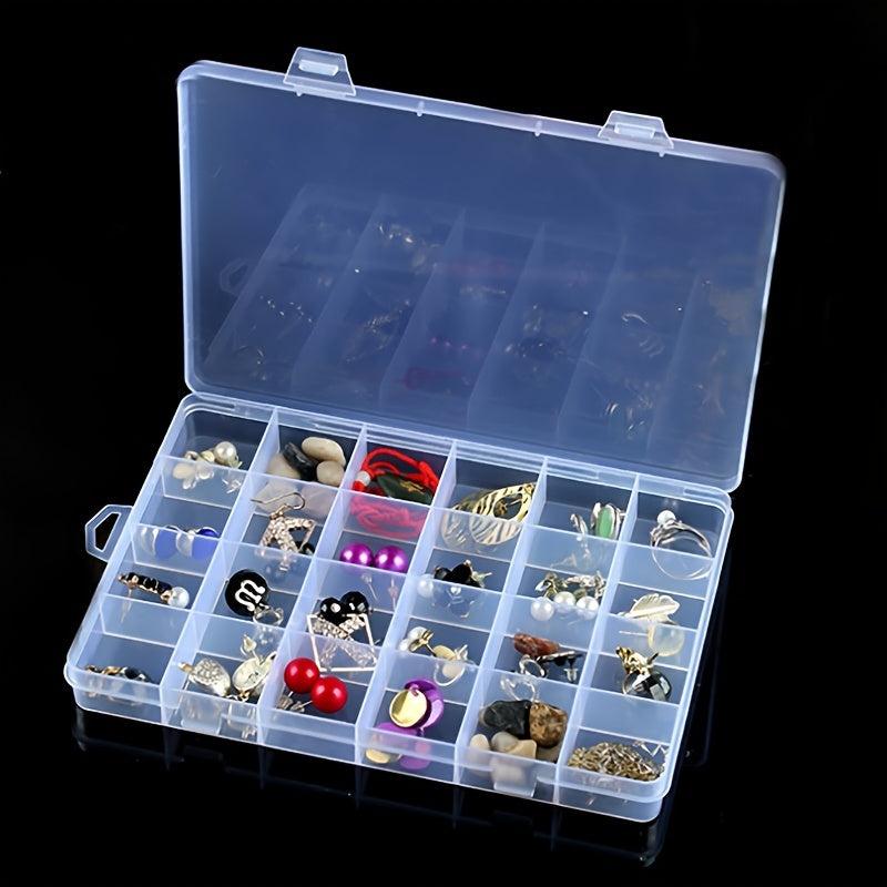 Portable Transparent Plastic Storage Box for Jewelry Art and Crafts 24 Grids