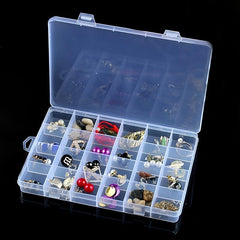 Portable Transparent Plastic Storage Box for Jewelry Art and Crafts 24 Grids