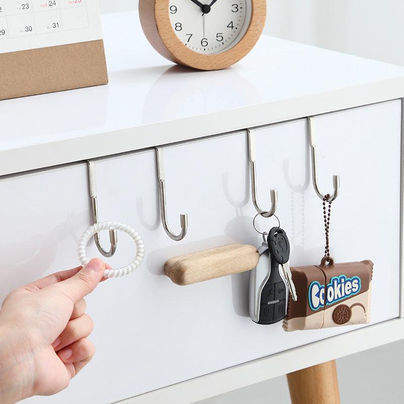 1pc Stainless Steel Bedside Cabinet Door Hook Double Hook For Dorm