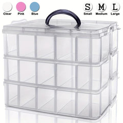 3 Layer Storage Box With 30 Adjustable Compartments Jewelry Bead Rock Collection