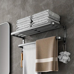 Foldable Towel Holder Wall Mounted Bathroom Shelf