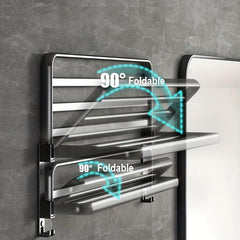 Foldable Towel Holder Wall Mounted Bathroom Shelf