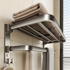 Foldable Towel Holder Wall Mounted Bathroom Shelf