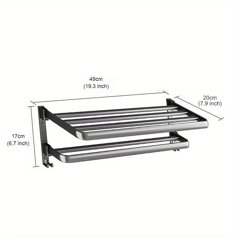 Foldable Towel Holder Wall Mounted Bathroom Shelf