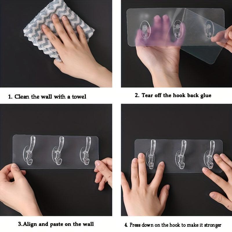 Clear Adhesive Row Hook with 6 Hooks