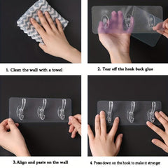 Clear Adhesive Row Hook with 6 Hooks