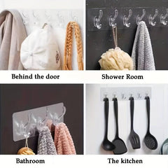 Clear Adhesive Row Hook with 6 Hooks