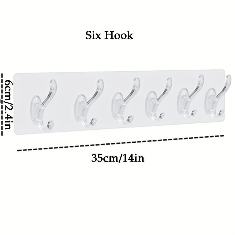 Clear Adhesive Row Hook with 6 Hooks