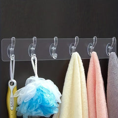 Clear Adhesive Row Hook with 6 Hooks