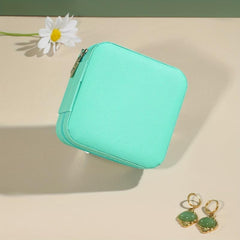 Portable Jewelry Box Organizer: Leather Storage Case with Zipper