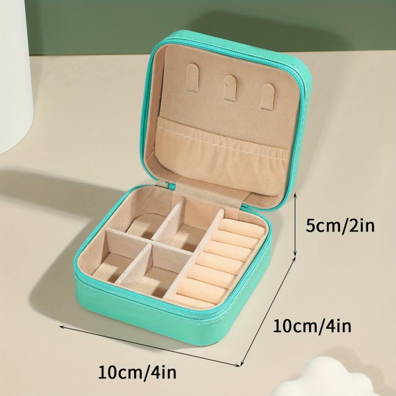 Portable Jewelry Box Organizer: Leather Storage Case with Zipper