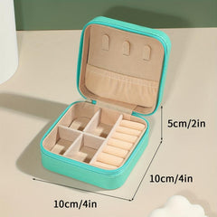 Portable Jewelry Box Organizer: Leather Storage Case with Zipper