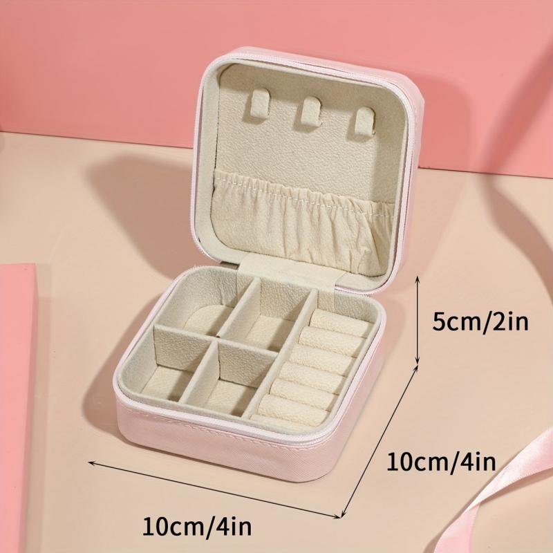 Portable Jewelry Box Organizer: Leather Storage Case with Zipper