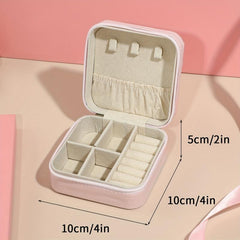 Portable Jewelry Box Organizer: Leather Storage Case with Zipper