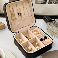 Portable Jewelry Box Organizer: Leather Storage Case with Zipper