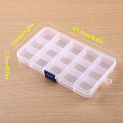Transparent Jewelry Box with 15 Grids - Beads Earrings Fishing Hooks Storage