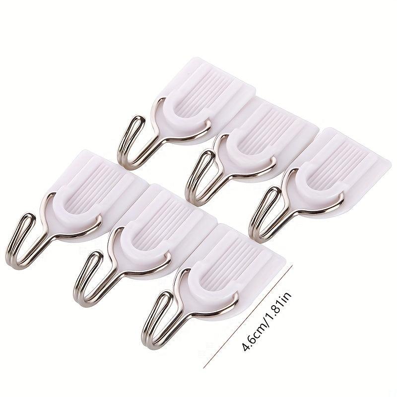 6pcs Self Adhesive Wall Hooks for Clothes Towels Coats