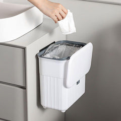 Large Capacity Wall Mounted Trash Can with Lid - Bathroom Garbage