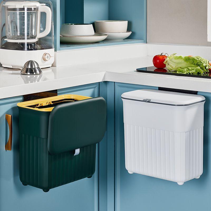 Large Capacity Wall Mounted Trash Can with Lid - Bathroom Garbage
