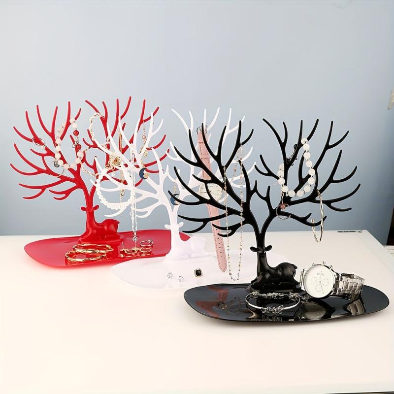 Jewelry Display Stand Tray with Tree Storage Racks - Red Deer Design