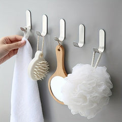 Stainless Steel J Shape Hook Wall Mounted Non Punching Coat Hat Bag Key Hook