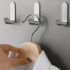 Stainless Steel J Shape Hook Wall Mounted Non Punching Coat Hat Bag Key Hook