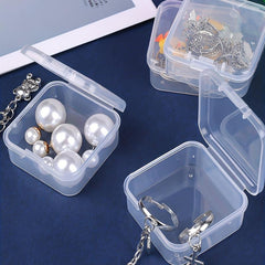 6pcs Clear Plastic Square Box 4 1.77inch Storage Case Hinged Cover