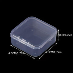 6pcs Clear Plastic Square Box 4 1.77inch Storage Case Hinged Cover