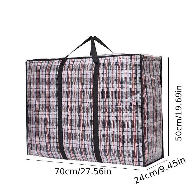 Large Plaid Storage Bag Quilt Blanket Container Waterproof Zipper Closure
