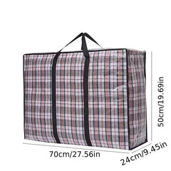 Large Plaid Storage Bag Quilt Blanket Container Waterproof Zipper Closure