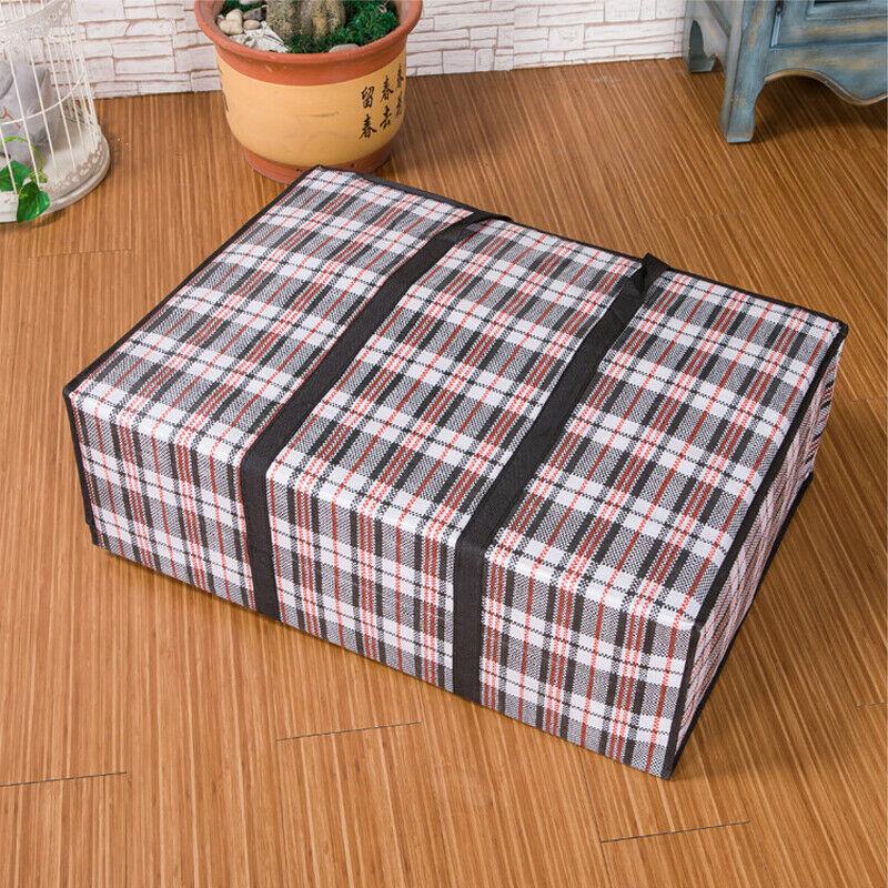 Large Plaid Storage Bag Quilt Blanket Container Waterproof Zipper Closure