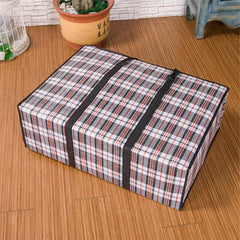 Large Plaid Storage Bag Quilt Blanket Container Waterproof Zipper Closure
