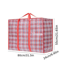 Large Plaid Storage Bag Quilt Blanket Container Waterproof Zipper Closure