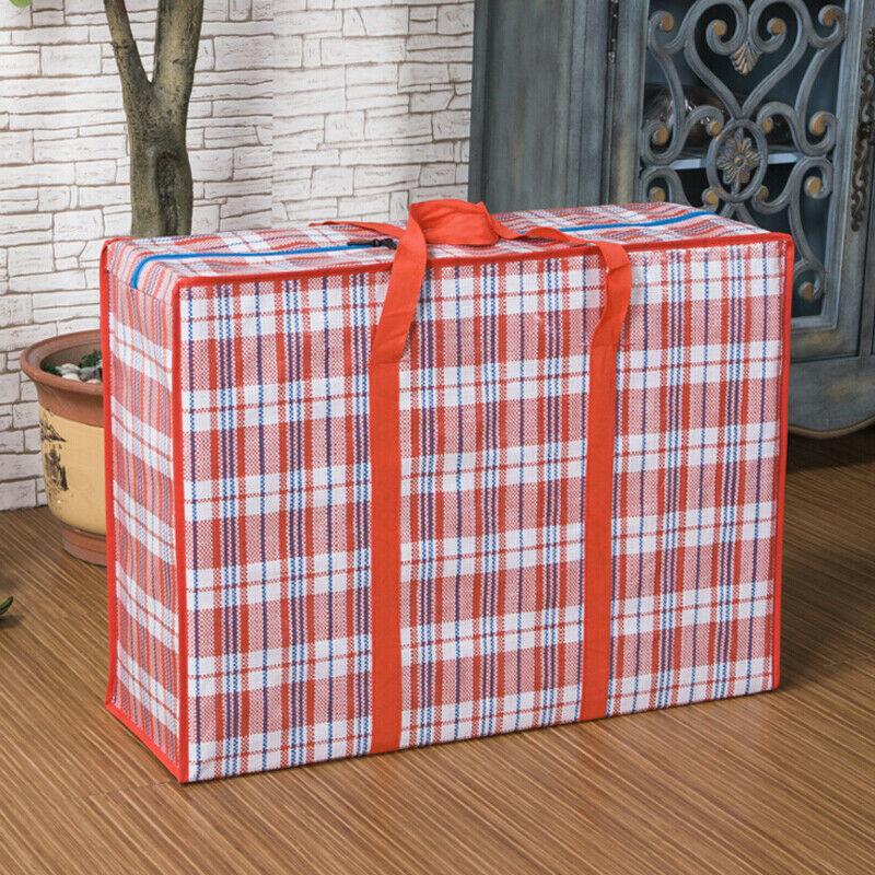 Large Plaid Storage Bag Quilt Blanket Container Waterproof Zipper Closure