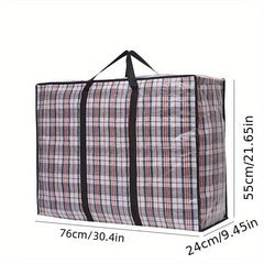 Large Plaid Storage Bag Quilt Blanket Container Waterproof Zipper Closure