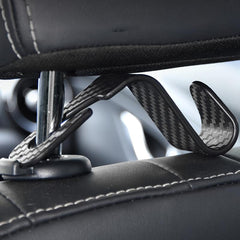 2pcs Car Seat Hook Carbon Fiber Hidden Seat Back Hook For Hang Objects Bags