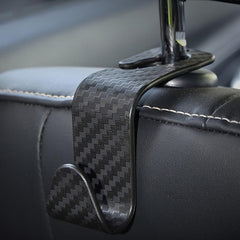 2pcs Car Seat Hook Carbon Fiber Hidden Seat Back Hook For Hang Objects Bags