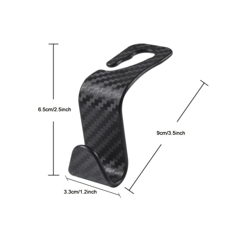 2pcs Car Seat Hook Carbon Fiber Hidden Seat Back Hook For Hang Objects Bags