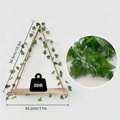 Boho Woven Hanging Shelves with Artificial Ivy Light