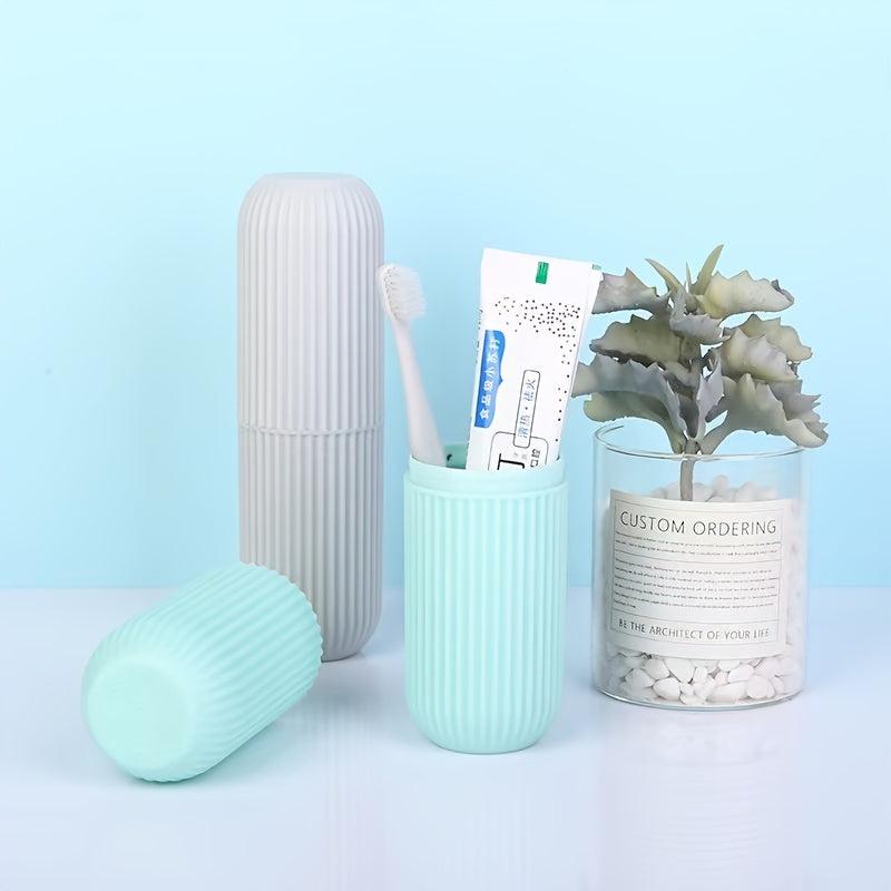 Portable Toothbrush Box with Cup - Travel Toothpaste Storage Container