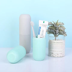 Portable Toothbrush Box with Cup - Travel Toothpaste Storage Container