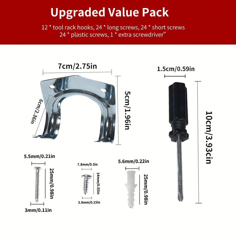 12 Pack Tool Hanger Hooks Set Storage Hooks Wall Hooks For Garage Shed Garden