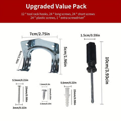 12 Pack Tool Hanger Hooks Set Storage Hooks Wall Hooks For Garage Shed Garden