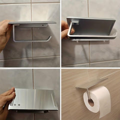 Stylish Aluminum Toilet Paper Holder with Tray Wall Mounted Bathroom Accessory