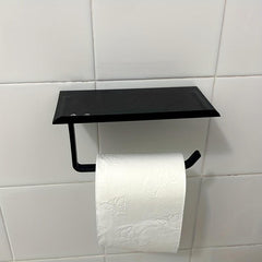 Stylish Aluminum Toilet Paper Holder with Tray Wall Mounted Bathroom Accessory