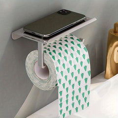 Stylish Aluminum Toilet Paper Holder with Tray Wall Mounted Bathroom Accessory