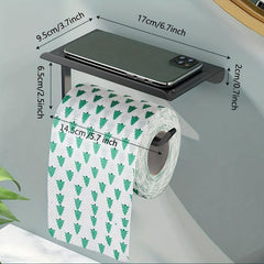 Stylish Aluminum Toilet Paper Holder with Tray Wall Mounted Bathroom Accessory