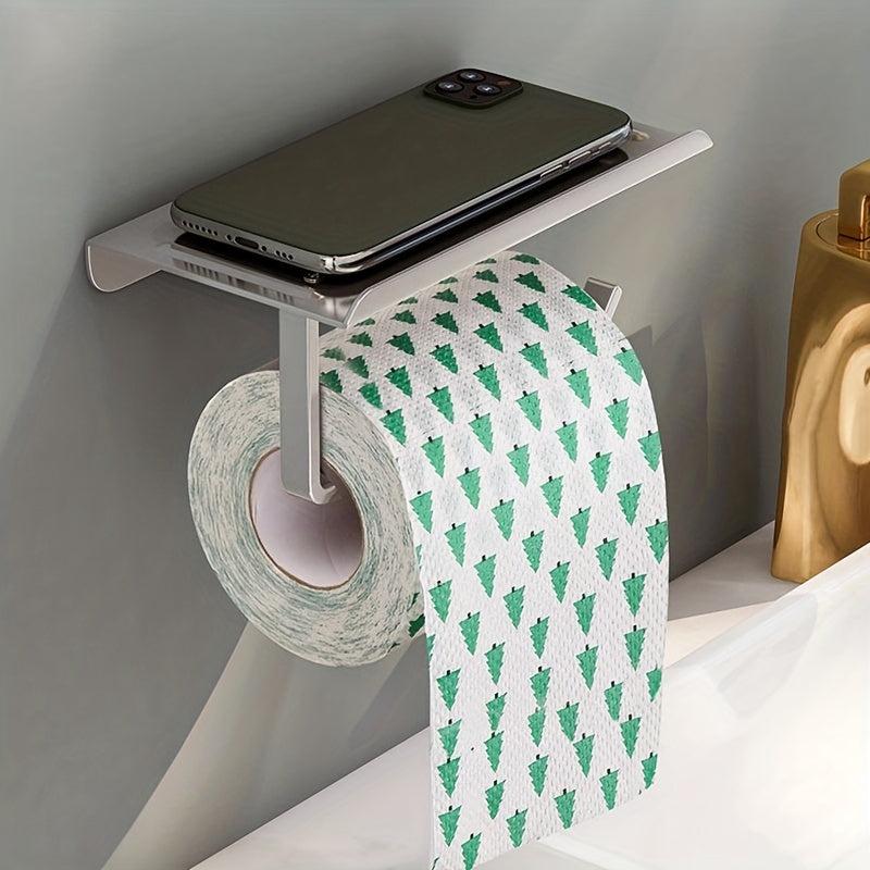 Stylish Aluminum Toilet Paper Holder with Tray Wall Mounted Bathroom Accessory