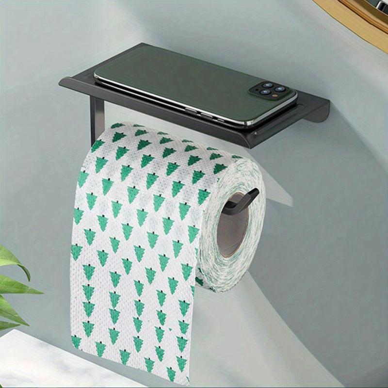 Stylish Aluminum Toilet Paper Holder with Tray Wall Mounted Bathroom Accessory