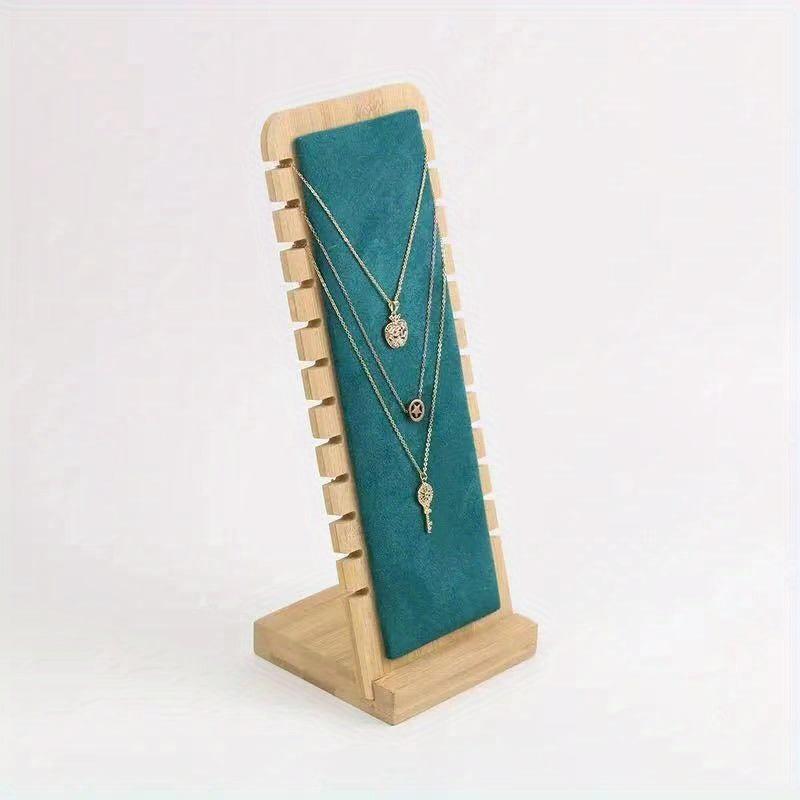 Wooden Necklace Holder Organizer Rack 12 Bit Portable Desktop Storage Display
